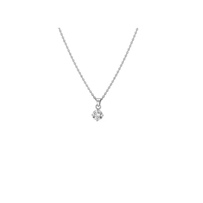YO&NO - Ketting - Zilver - Zirkonia - transparant - 6mm - 45cm lang - Dames -  Gerhodineerd - Zilver 925