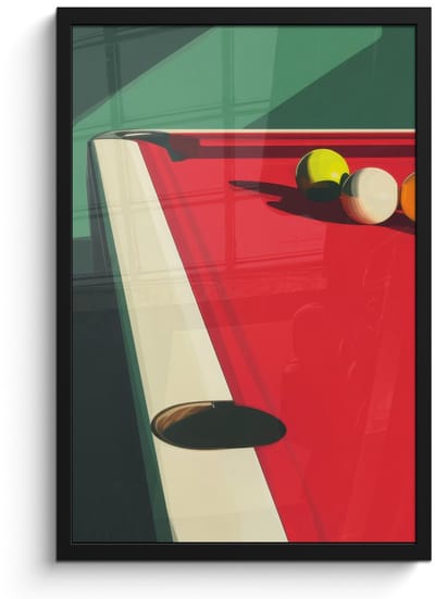 Poster in lijst - Fotolijst 40x60 cm - Posters - Biljarttafel - Ballen - Rood - Schaduw - Posterlijst zwart - Decoratie - Wanddecoratie woonkamer - Muurdecoratie slaapkamer - Kerstversiering - Kerstdecoratie voor binnen - Kerstmis