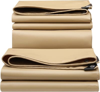 Zwaar PVC Zeil - Dekzeil Waterdicht - Bescherming Buiten - Versterkte Oogjes - 1.5x2m - Beige