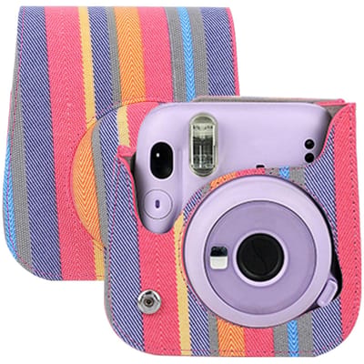PU Lederen Tas met Verstelbare Schouderriem voor Fujifilm Mini 11 Camera Opbergtas pink