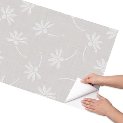 Coloray Meubel Wrap Folie - Grijs Meubelfolie - 65x130 cm - Wrapfolie Keuken Bloemenpatroon - Decoratiefolie - Minimalist Meubelfolie - Meubel Wrap Folie - Woonkamer decoratie - Bloemen en planten