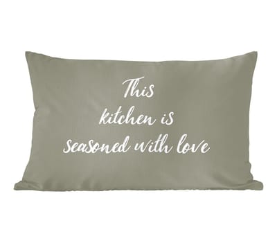 Sierkussens - Kussentjes Woonkamer - 50x30 cm - Liefde - Quotes - Spreuken - This kitchen is seasoned with love
