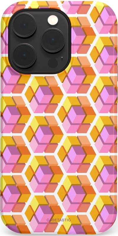 Casetastic Hoesje Geschikt voor Apple iPhone 14 Pro Magsafe - Stijlvolle Beschermende Duo-layer Case - Pastel Hex Kunst