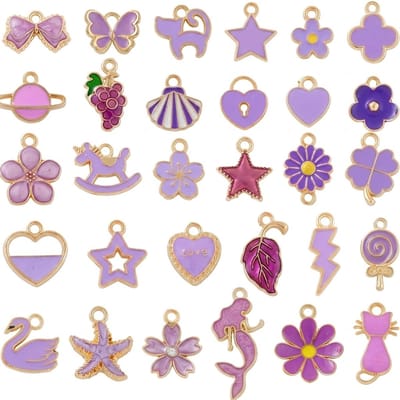 Paarskleurige bedels hanger set dames heren geëmailleerde sieraden hangers mix met hart bloem vlinder ster klavertje zeester en planeet decoratieve hanger set voor oorbellen armband ketting maken 50 stuks