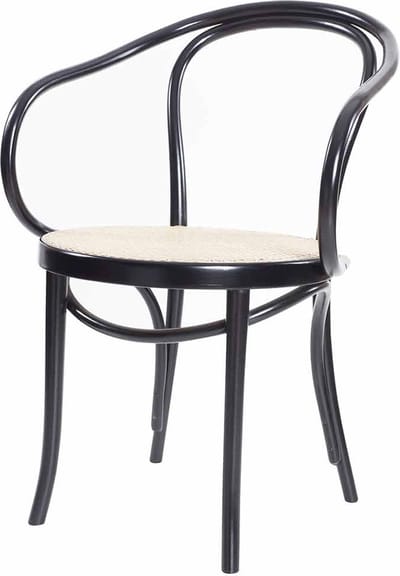 Fameg Venice No. 9 Eetkamerstoel - Met Armleuning - Hout - Rotan Zitting - Design - Zwart
