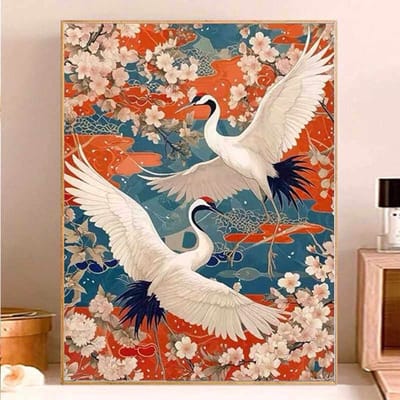 Diamant schilderij set/DIY diamant set voor kinderen/diamant schilderij vol diamanten/volwassen DIY diamant set/mozaïek schilderij - Roodkroonkraanvogel 40*50CM