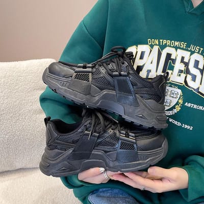 Lente Papa Schoenen Dames Nieuwe Dames Schoenen met Dikke Zool en Ademend Vermogen All-match Student Casual Sportschoenen Trendy Schoenen 40 gray