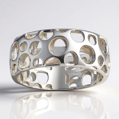 Cavill - Zilveren Ring - 925 Sterling Zilver - Platina Geplateerd - Opengewerkt Geometrisch Design - Licht en Stijlvol - MONOSONO COLLECTION