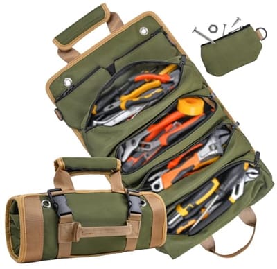 Heavy Duty Gereedschapstas - Draagbare Roll-Up Organizer voor Monteurs, Elektriciens en Hobbyisten - Groen