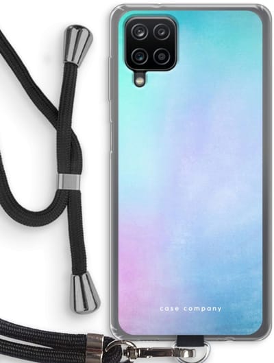 Hoesje met koord geschikt voor Samsung Galaxy A12 hoesje met Koord - Mist pastel - Telefoonhoesje met Zwart Koord - Bescherming aan alle Kanten en Over de Schermrand