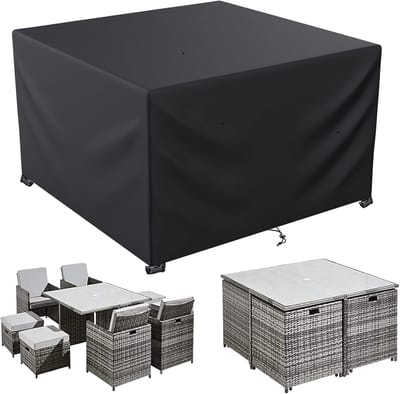 Famanu – Afdekhoes voor tuinmeubelen – Rechthoekig – 250 x 250 x 90 cm – Waterdicht en winddicht – 600D Oxford – UV- en stofbestendig – Beschermhoes voor buitengebruik