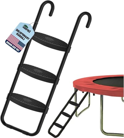 Trampoline Ladder - Trampoline Steps - Veilig Klimmen - Antislip Brede Treden - 40 Inch Hoog - Zwart