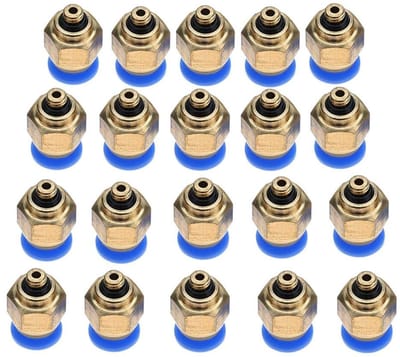 Dailygoods- Snelkoppeling 4 mm - Pneumatische Connector - Buitendraad - Instekelement - Elleboogsnelkoppeling - Voor Snelle Verbinding - Pneumatische Koppeling