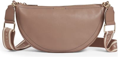 Ted Baker Leren schoudertas Lorreen Webbing Leather Half Moon Crossbody Bag Taupe