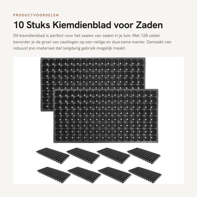 Dailygoods- Kiemdienblad 10 Stuks - 128 Cellen - Duurzaam PVC - Zaaibak - Groei van Zaden - Optimale Ventilatie