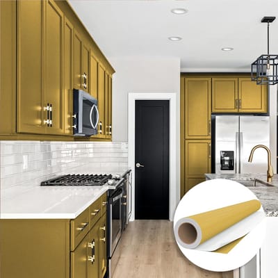 Waterdichte zelfklevende vinylsticker op rol per meter - Afwasbare sticker voor keuken, meubels, kasten, deuren - 60 cm x 3 m - Goud