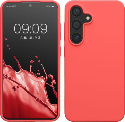 kwmobile telefoonhoesje geschikt voor Samsung Galaxy S24 - Hoesje met siliconen coating - Smartphone case in neon koraal