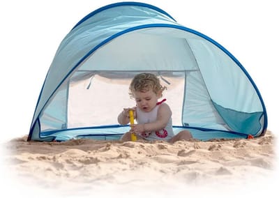 Babystrandtent strandtent met zwembad voor kinderen opvouwbaar - pop-up strandtent directe opening - winddichte strandparasol met 4 haringen - stevige bevestiging