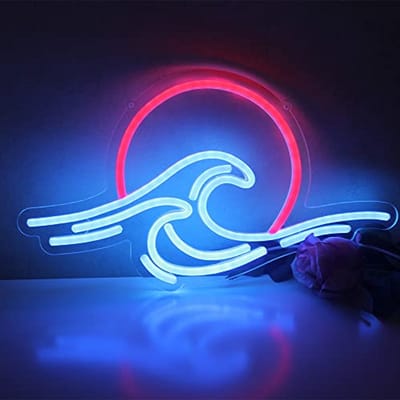 Neon Wave Sign voor Wanddecoratie - Surf en Ocean Licht voor Slaapkamer, Woonkamer, Bar en Feestjes
