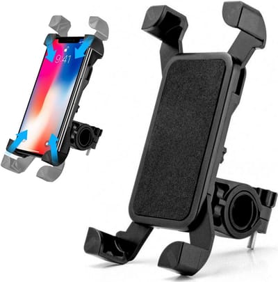Fietstelefoonhouder - 360° draaibaar, schokbestendig, stabiel - Geschikt voor alle fietshouders van 3,5 tot 7 inch (zwart)