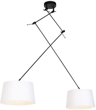 QAZQA blitz - Moderne Hanglamp met kap - 2 lichts - L 750 mm - Wit - Woonkamer | Slaapkamer | Keuken