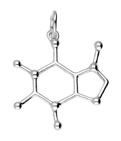 Zilveren Caffeine scheikundig molecuul formule kettinghanger