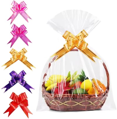 Mandzakken, 100 x 70 cm Grote Cellofaanzakjes Transparante, Cellophane Wrap Tassen met 5 Trekstrikken voor Geschenken, Manden, Bloemen, Kunsthandwerk, Lekkernijen