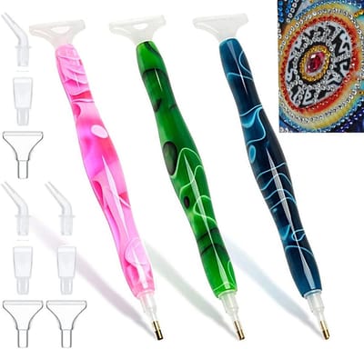 Drie Delige Hars Diamant Schilderpen met 15 Nibs - Nail Art Accessoires, Crystal Drill Beads en Wax voor Creatieve Projecten