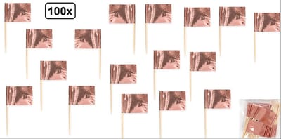 100x Cocktailprikker metallic rosegoud - Festival thema feest goud party food hapjes huwelijk