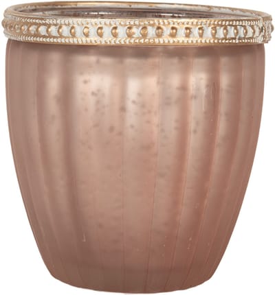 Clayre & Eef Waxinelichthouder Ø 9x6 cm Roze Glas