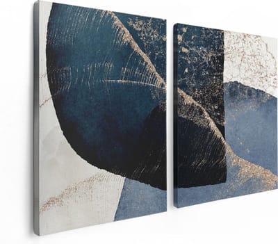 Artaza Canvas Schilderij Tweeluik Abstracte Kunst - Marmer met Gloed - 120x80 cm - Wanddecoratie Woonkamer - Schilderijen - Muurdecoratie