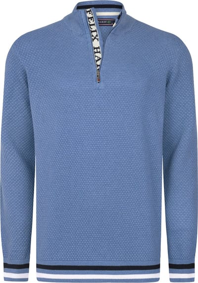 Felix Hardy Trui Met Halve Rits - Sweater - Schipperstrui Met Rits - 100% Katoen Heren Indigo - M