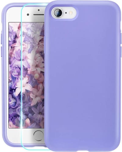 HB Hoesje Geschikt voor Apple iPhone SE (2020) Paars - Siliconen Back Cover / Glazen Screenprotector
