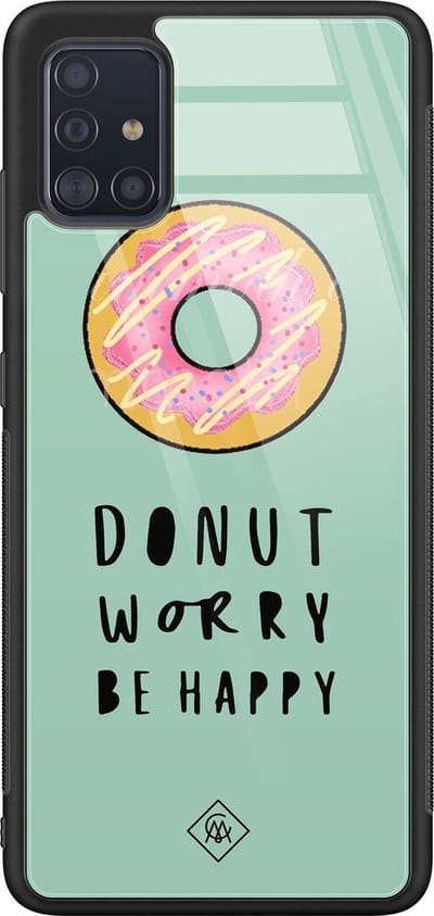 Casimoda® hoesje - Geschikt voor Samsung Galaxy A51 - Donut Worry - Luxe Hard Case Zwart - Backcover telefoonhoesje - Mint