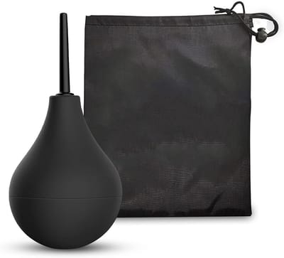 Enema Bulb Douche voor Mannen en Vrouwen, Herbruikbare Silicone Nozzle, Veilig en Comfortabel Reinigingsset voor Intieme Hygiëne, 160ML (Zwart) 15.5 X 7CM