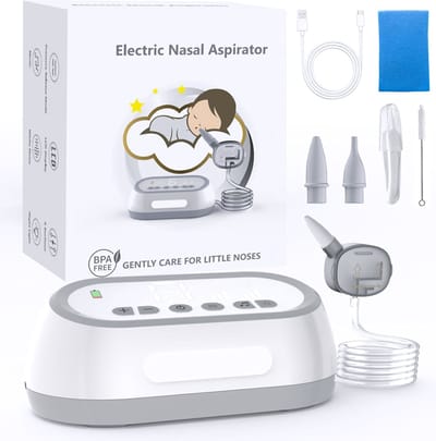 Elektrische Neuszuiger Baby T30 – Neuspeer Neussnuiter Snoetenpoetser 6 Standen LCD Display Muziekfunctie – Tafelmodel Aspirator 2000mAh USB Oplaadbaar – Snotzuiger 30ml Opvangbeker – Neusreiniger Babyverzorging Veilig Stil – Grijs