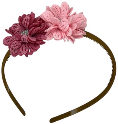 Diadeem blossem - bloemen - flower - glinsterend - steentje - khaki kleur diadeem - kerst - feestdagen - roze/paars