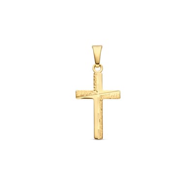 14K geelgoud hanger kruis gehamerd 18 mm 4033129