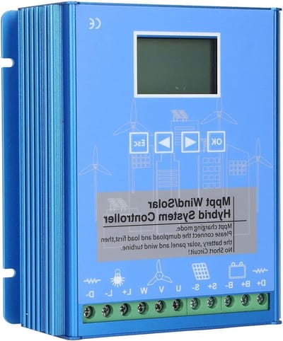 Hybride Laadregelaar - Zonne Wind - Energiemanagement - MPPT Boost Technologie - 12V 24V - Blauw