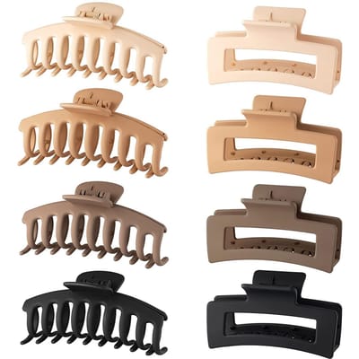 Pinces à cheveux en plastique mat, 8 pièces, ensemble combiné de pinces à cheveux simples et antidérapantes, forte tenue B