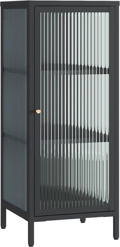 Vitrinekast Vinterhavn metalen opbergkast 100x40x40 cm zwart [en.casa]