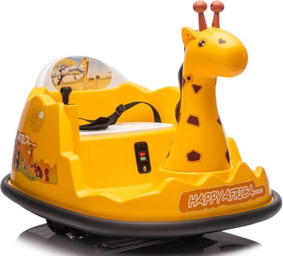 Elektrische Kinder Botsauto 6V - Giraffe Design - Met Afstandsbediening, 360° Rotatie, Bluetooth & LED - Voor Kinderen 2 tot 5 Jaar - Max 30kg - Geel
