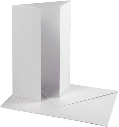 Parelmoer kaart & envelop, afmeting kaart 10,5x15 cm 230+120 gr, wit, 10 set