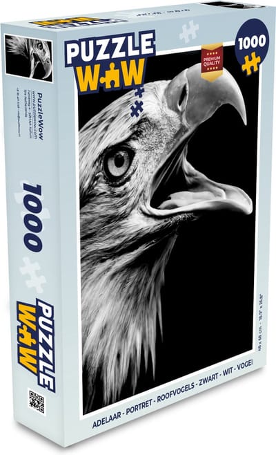 Puzzel Adelaar - Portret - Roofvogels - Zwart - Wit - Vogel - Legpuzzel - Puzzel 1000 stukjes volwassenen