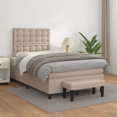 vidaXL - Boxspring - met - matras - kunstleer - cappuccinokleurig - 120x200 - cm