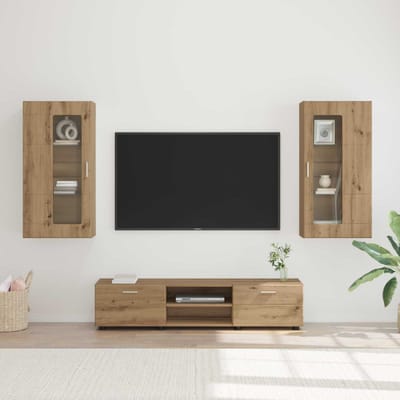 vidaXL - Tv-meubelset - FLORIN - 3 - st - Artisan - Eiken - Bewerkt - hout