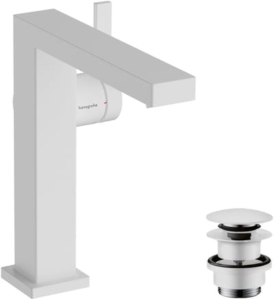 hansgrohe Tecturis E ééngreeps wastafelkraan 150 Fine CoolStart met afvoerplug mat wit