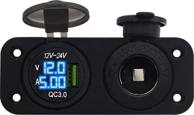 ProRide 12V USB Autolader Inbouw met Voltmeter/Ampèremeter - QC3.0 - met 12/24V Sigaretten stopcontact