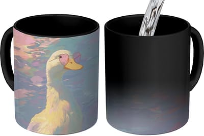 Magische Mok - Foto op Warmte Mokken - Koffiemok - Eend - Zonnebril - Water - Magic Mok - Beker - 350 ML - Theemok