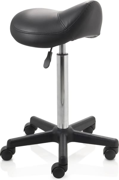 ZenGrowth ergonomische zadelkruk met hoge gasveer zwart - Kapperskruk op zachte wielen – Zadelkruk - In hoogte verstelbaar